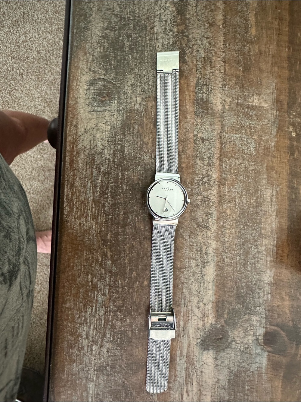 Skagen Silver Mesh Women's Watch with Minimal White Dial